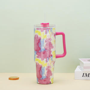 DD2053 nouveau 2023 peinture Boba 40 oz tasse avec poignée couvercle et paille tasse de voyage isolé sous vide voiture cravate colorant impression gobelet - Product Image 6