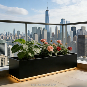 Vase moderne en acier inoxydable H24 OEM ODM avec éclairage LED, bac à plantes pour hôtel, jardin, balcon, terrasse, décoration paysagère - Product Image 6