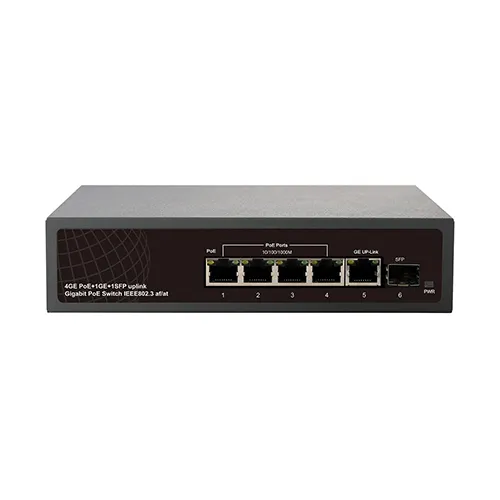 4 Ports PoE/PoE+ Switch  1 Gigabit Ethernet and 1SPF uplink  - 65W - 802.3af/at