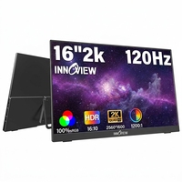 Moniteur portable plat IPS de 16 pouces 2560X1600 120Hz avec 2 ports Type C HDMI pour ordinateur portable Mac Smartphone PS5