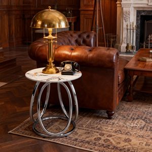 Table console moderne SENYU avec plateau en pierre frittée et base en piédestal finition chromée, meubles de salon - Product Image 3