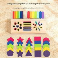 Juguete Educativo Montessori de Madera 3 en 1, Bandeja de Bloques Geométricos para Clasificar Formas y Colores, para Niños