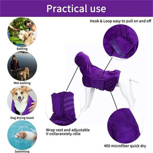 Dog <b>Bathrobe</b> Microfiber Super Absorbent Soft <b>Towel</b> For Pet Drying S M L XL Red Purple - Product Image 3