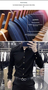 <span class=keywords><strong>Camicia</strong></span> da <span class=keywords><strong>Uomo</strong></span> Senza Stiratura con Colletto Rovesciato, Maniche Lunghe, Casual, Slim-Fit, Elasticizzata, Senza Cuciture, Primaverile, Alla Moda e di Grande Successo - Product Image 3