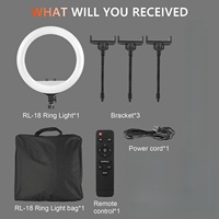 Anneau lumineux LED professionnel 14/18 pouces pour photographie, 60W, intensité réglable, température de couleur ajustable, support de téléphone, trépied, sac de transport