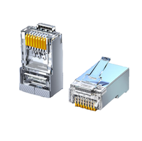 Conector de Red DIMAN FTP 8P8C CAT5e con Cabeza de Cristal, Blindado, Cat5 RJ45 para Uso en Telecomunicaciones con 1 Año de Garantía