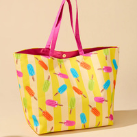 Sac de plage grande capacité en polyester à imprimé mignon, idéal pour les femmes, cadeau de demoiselle d'honneur, fête estivale