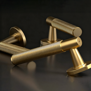 Nhà Máy Giá Nội Thất Cổ Màu Đen Vàng Thép Không Gỉ Rắn Đoạn Cửa Đòn Bẩy Xử Lý Cho Biệt Thự Khách Sạn Mà Không Cần Khóa - Product Image 3