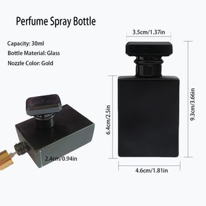 Botella de Perfume de Vidrio Negra Mate de Lujo de 30 ml, 50 ml, 100 ml, Rectangular Plana, Transparente, Recargable, con Pulverizador de Aceite, Serigrafía - Product Image 2