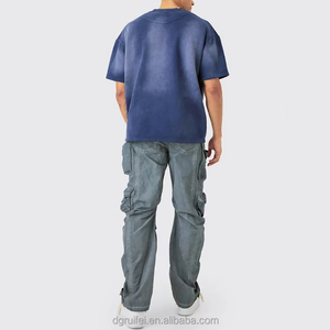 Maglietta squadrata personalizzata Oversize con stampa di seta <span class=keywords><strong>a</strong></span> mezza manica pesante T-Shirt in pietra lavata con lavaggio acido sdrai da sole T-Shirt sbiancata da uomo - Product Image 6