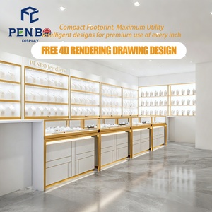 ויטרינת תכשיטים יוקרתית עם ארון זכוכית, תצוגות תכשיטים אלגנטיות בהתאמה אישית לעיצוב חנויות תכשיטים - Product Image 2