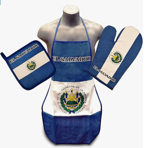 Juego de barbacoa de cocina con bandera de <span class=keywords><strong>Puerto</strong></span> Rico con delantal Guante de horno Soporte para ollas <span class=keywords><strong>El</strong></span> salvadoreño - Product Image 2