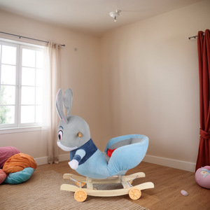 Детские плюшевые игрушки лошадь деревянное колесо детская лошадка-качалка детская игрушка кресло-качалка - Product Image 2