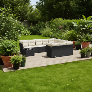 Black And Cream Garden <b>Sofa</b> <b>Set</b> With Cushions Outdoor Furniture Contemporary Design UV Resistant PE Rattan Waterproof - Product Image 2