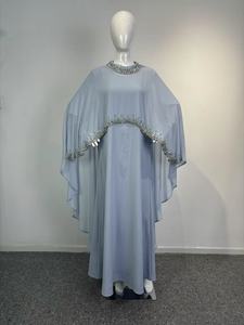 Robe longue de mariée Abaya élégante pour femme, en polyester, ornée de strass, cousue à la main, style mode transfrontalière musulmane du Moyen-Orient 2026 - Product Image 1