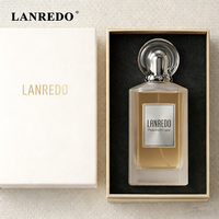 Flacon de parfum vide en verre givré rectangulaire irrégulier de luxe LANREDO, 100 ml, flacon de parfum transparent avec boîte cadeau