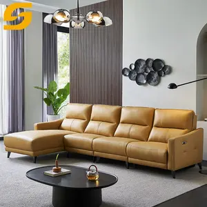 New Home Genuine Leather Sofa Set Furniture L Shape Chaise Multi Function Modern Classic Reading Couch Living Room Sofa For Sale