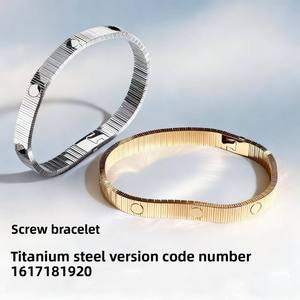 Bracelet à vis rayé <span class=keywords><strong>Kaja</strong></span>, nouveau design haut de gamme fait main, bracelet de montre en acier titane, tendance unisexe B093, cadeau - Product Image 2