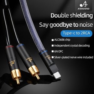 ATAUDIO <strong>USB</strong> C to 2 Male RCA Audio Stereo <strong>Cable</strong> Mobile Phone Tablet PA Gold- Plated Plug Type-C to 2rca <strong>Y</strong> Splitter Adapter Cord - Product Image 2