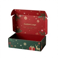 Boîte d'expédition en carton ondulé vert forêt de luxe avec logo personnalisé, recyclable, écologique, pliable, emballage cadeau en papier
