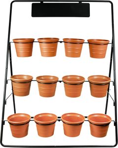 Estante de metal de 3 niveles para plantas, soporte para múltiples <span class=keywords><strong>macetas</strong></span>, estantería tipo <span class=keywords><strong>escalera</strong></span> para exhibir plantas con 12 <span class=keywords><strong>macetas</strong></span> para interiores y exteriores - Product Image 5