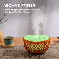 Nouvel arrivage Humidificateur d'huiles essentielles légères colorées 320ml Ménage Usb Mist Tour de grains en bois Diffuseur d'aromathérapie