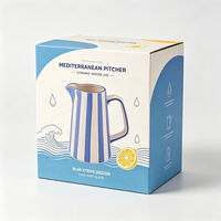Pichet Citrouille en Céramique à Rayures Couleurs Personnalisées, Grès Classique Peint à la Main, 750 ml, Écologique, Coffret Cadeau, Vaisselle Décorative