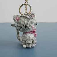 Porte-clés chaton mignon, porte-clés en peluche tissé à la main