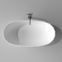 Baignoire autoportante GM-8035 GMstone en résine blanche moderne, surface solide, avec drain central, garantie 3 ans, pour salle de bain
