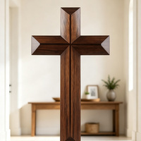 Croix murale en noyer noir, décoration murale en bois, croix suspendue, idéale pour la maison, le bureau, cadeau religieux