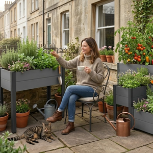 Jardinière surélevée en WPC de haute qualité, adaptative à l'environnement, de taille enfant, pour la plantation de fleurs et de légumes sur la terrasse - Product Image 4
