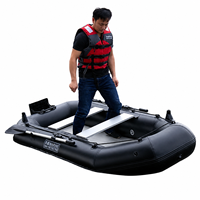 Bateau pneumatique professionnel en PVC rigide de Chine, bateau de pêche, bateau d'assaut, fond recouvert, fond de bateau en aluminium, noir Kinggang a