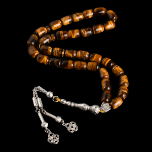 מחרוזת תפילה YS310 מחרוזות עין הנמר עם קמע, חרוזי עין הנמר צהובים מדהימים, חרוזים עגולים בעבודת יד. - Product Image 6