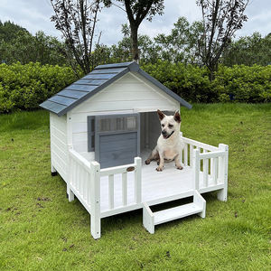 Casa de madera resistente a la intemperie para exteriores para perros pequeños y medianos con puerta y ventana - Product Image 2