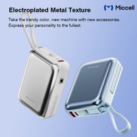 Batterie externe portable Miccell en gros 10000mAh avec câbles USB-C/L intégrés, charge rapide 45W et écran LED