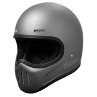 Casque de moto intégral rétro en fibre de verre - Gris métallisé - Design classique - Compatible - DOT / 3C - Direct usine