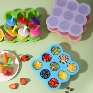 Accessoires de cuisine écologiques, moule à glace en silicone rond, mini-boules, bâtonnets en plastique pour glaces, sucettes glacées - Product Image 4