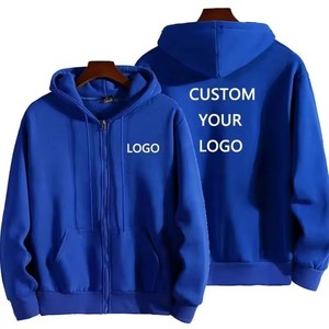 Custom Logo Embroidery Print Men Women Zipper Winter <b>Jacket</b> Coat Hooded Sweatshirt Long-Sleeved Pullover Solid Color Hoodie - Product Image 3