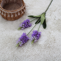 Panduan Bahan Bunga Lavender Tiga Kepala Simulasi untuk Pernikahan, Pot Tanam, Dekorasi Lanskap, Bunga Sutra, Latar Belakang Tempat Acara