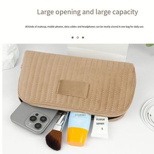 Nueva Bolsa de Maquillaje Acolchada de Terciopelo, Bolsa de Cosméticos de Viaje de Gran Capacidad, Bolsa de Aseo Portátil con Cierre - Product Image 4