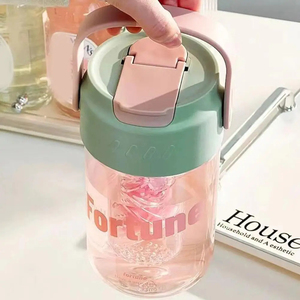 Portable 600/800ML Plastic Water <b>Bottle</b> with <b>Straws</b> Tea Strainer Cup for Sports Travel for Students and Girls - Product Image 4