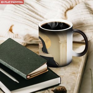 Heat Activated Magic Mug Frosted Black 11oz <b>Ceramic</b> <b>Cup</b> With 2D Flat Painting Design - Product Image 2