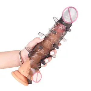 9.85英寸公鸡环延长器可重复使用的阴茎套，带振动器阴茎环软鸡巴扩大器，适合男性