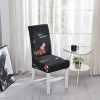 Housse de Chaise Décoration Noël, Salle à Manger Père Noël Flocon de Neige Imprimé, Housses de Chaise de Bureau Extensibles Amovibles