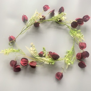 Artificial Flower Vines Red Poppy Style Green <b>Leaves</b> Indoor <b>Wall</b> <b>Decor</b> Wedding Festival Arrangement - Product Image 2