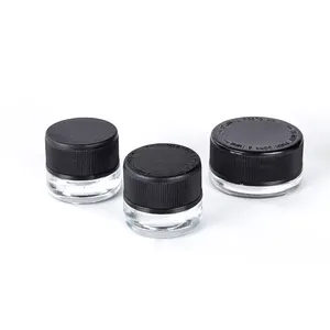 小玻璃罐3毫升5毫升蜡油提取物玻璃罐容器，带黑色/白色盖子
