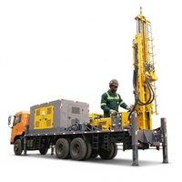 Foreuse hydraulique DTH montée sur camion pour puits d'eau, 300m-600m, avec boîte de vitesses et pompe pour puits profonds