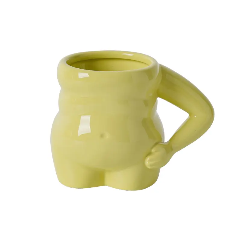 UCHOME New Arrival Handmade Ceramic Fat Belly Mug Funny Coffee Mug With Arm Handle