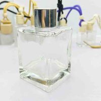 Flacon de parfum en verre en forme de cube de 50 ml, 100 ml, 200 ml, diffuseur de parfum à roseaux