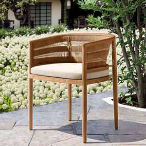 أثاث تقليدي للفناء يتحمل جميع الأجواء نسيج راتان خشب الساج الصلب كرسي تناول طعام خارجي - Product Image 4